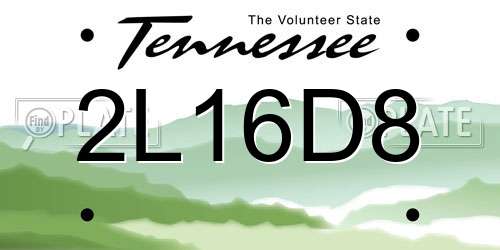 2L16D8 Tennessee License Plate