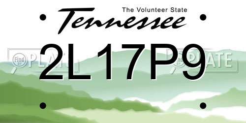 2L17P9 Tennessee License Plate