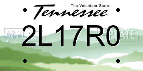 2L17R0 Tennessee License Plate