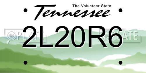 2L20R6 Tennessee License Plate