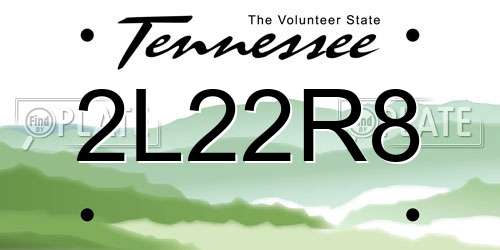 2L22R8 Tennessee License Plate