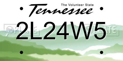 2L24W5 Tennessee License Plate