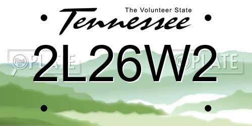 2L26W2 Tennessee License Plate