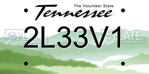2L33V1 Tennessee License Plate