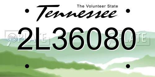 2L36080 Tennessee License Plate