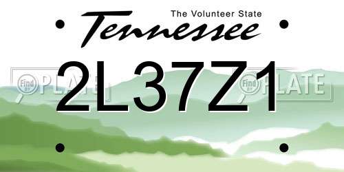 2L37Z1 Tennessee License Plate