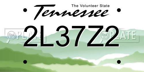 2L37Z2 Tennessee License Plate