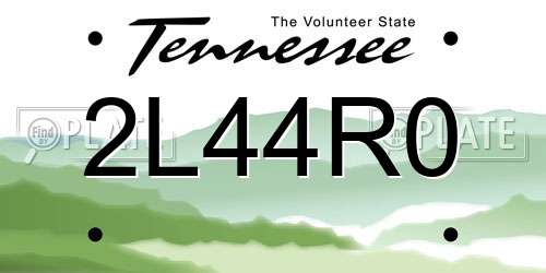 2L44R0 Tennessee License Plate
