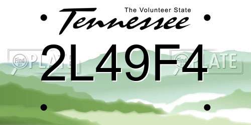 2L49F4 Tennessee License Plate