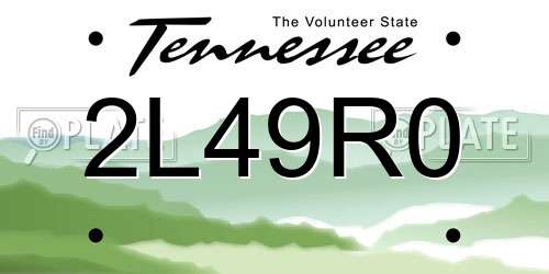 2L49R0 Tennessee License Plate