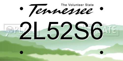 2L52S6 Tennessee License Plate