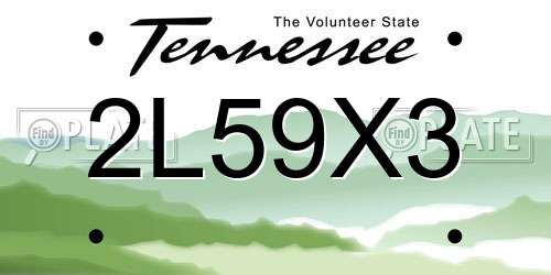 2L59X3 Tennessee License Plate