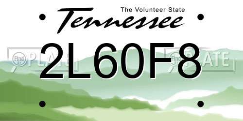 2L60F8 Tennessee License Plate
