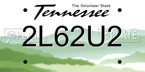 2L62U2 Tennessee License Plate