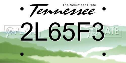 2L65F3 Tennessee License Plate