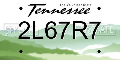 2L67R7 Tennessee License Plate
