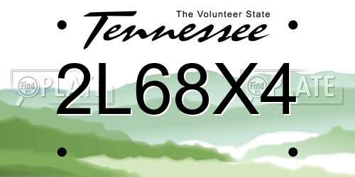 2L68X4 Tennessee License Plate