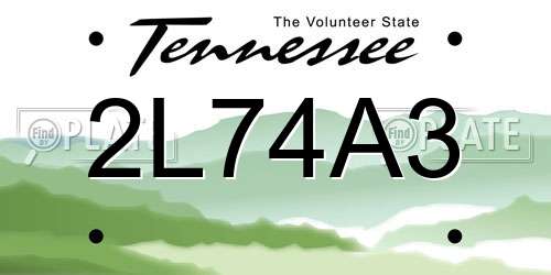 2L74A3 Tennessee License Plate