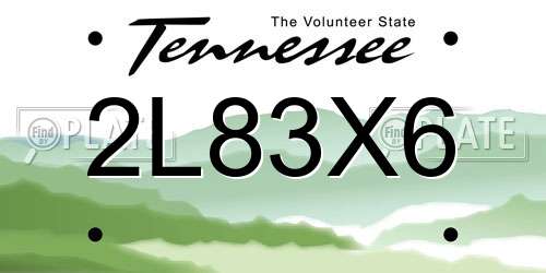 2L83X6 Tennessee License Plate