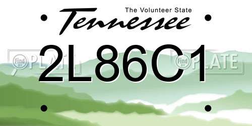 2L86C1 Tennessee License Plate