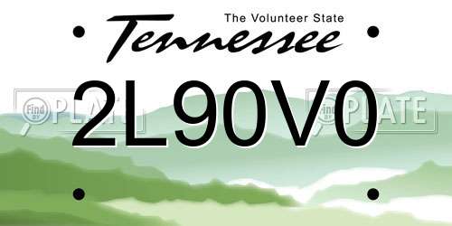 2L90V0 Tennessee License Plate