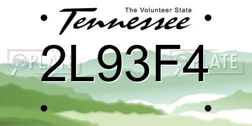 2L93F4 Tennessee License Plate