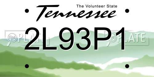 2L93P1 Tennessee License Plate