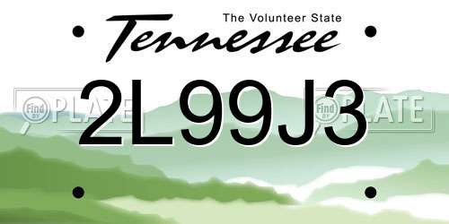 2L99J3 Tennessee License Plate