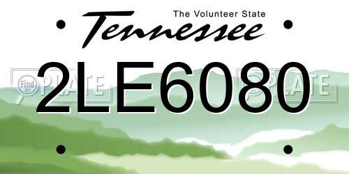 2LE6080 Tennessee License Plate