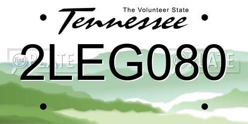 2LEG080 Tennessee License Plate