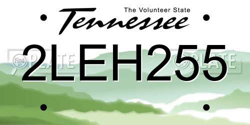 2LEH255 Tennessee License Plate
