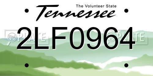 2LF0964 Tennessee License Plate