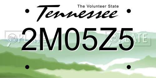 2M05Z5 Tennessee License Plate