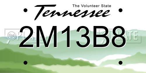 2M13B8 Tennessee License Plate