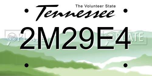 2M29E4 Tennessee License Plate
