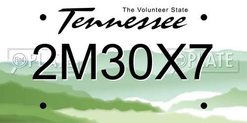 2M30X7 Tennessee License Plate