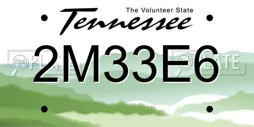 2M33E6 Tennessee License Plate