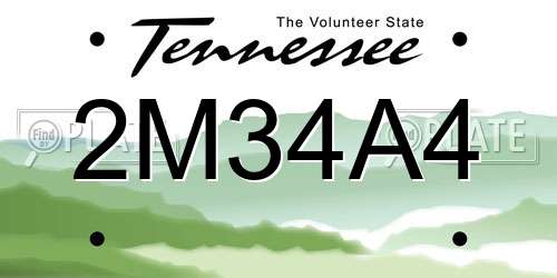 2M34A4 Tennessee License Plate
