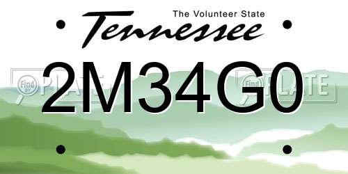 2M34G0 Tennessee License Plate