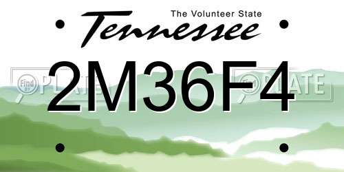 2M36F4 Tennessee License Plate