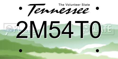 2M54T0 Tennessee License Plate