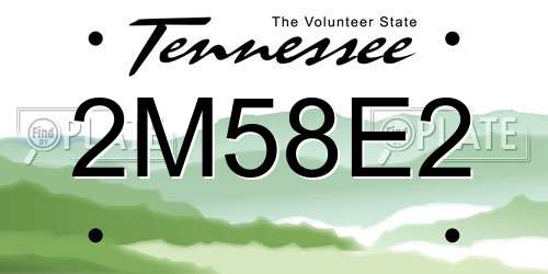 2M58E2 Tennessee License Plate