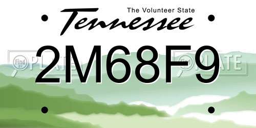 2M68F9 Tennessee License Plate