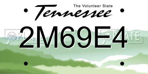 2M69E4 Tennessee License Plate