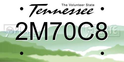 2M70C8 Tennessee License Plate