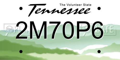 2M70P6 Tennessee License Plate