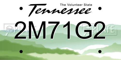 2M71G2 Tennessee License Plate