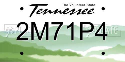 2M71P4 Tennessee License Plate