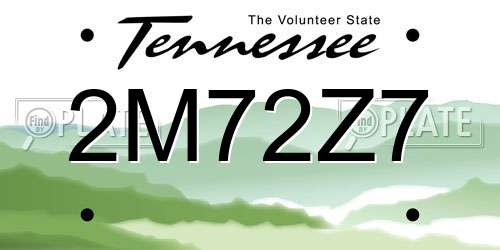 2M72Z7 Tennessee License Plate