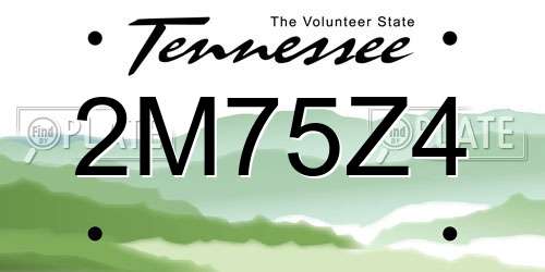 2M75Z4 Tennessee License Plate